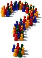 question mark with colorful pins, render