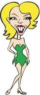 drawing of a woman with yellow hair and big teeth