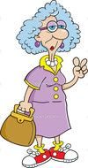drawing of an old woman with a bag