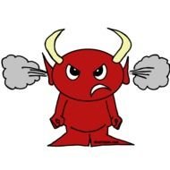 painted devil with steam from ears