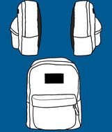 white backpack on a blue background