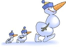 cute snowmen walking in the snow