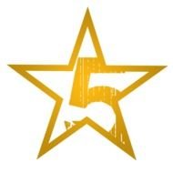 5 in a golden star as a graphic illustration