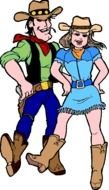 dancing cowboy and cowgirl as clipart