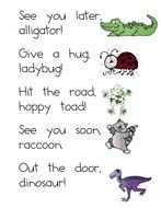 Funny Goodbye Quotes with cartoon animals, drawing