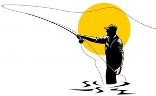 picture of a fisherman in the background of the sun