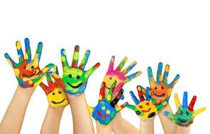 clipart with colored children`s hands