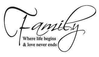 Family Where Life Begins And Love Never Ends text drawing