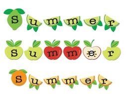 summer, letters on fruits, drawing