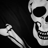 skull and bone on a black background