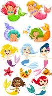 clipart of the cute mermaids
