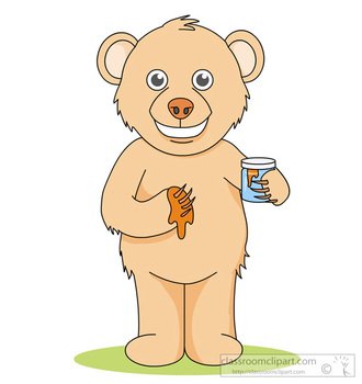 Brown Bear Standing Holding Jar Honey Classroom