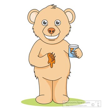 Brown Bear Standing Holding Jar Honey Classroom