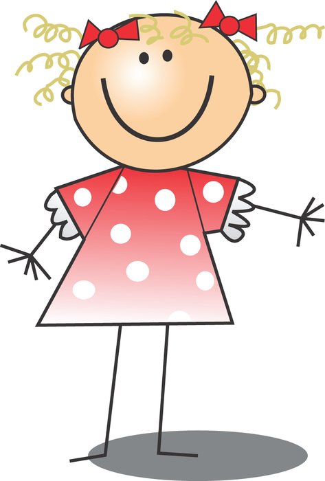 cute girl in red dress drawing