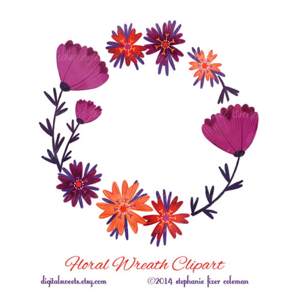 Floral Wreath Instant Download Watercolor Digital N2