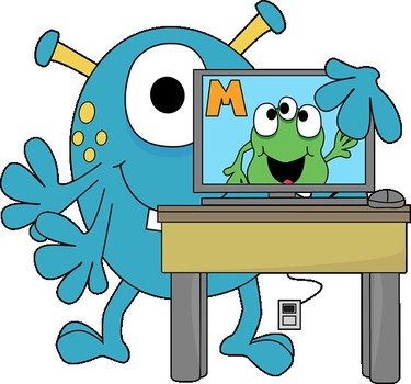 Monster With A Computer Image Big Funny Blue