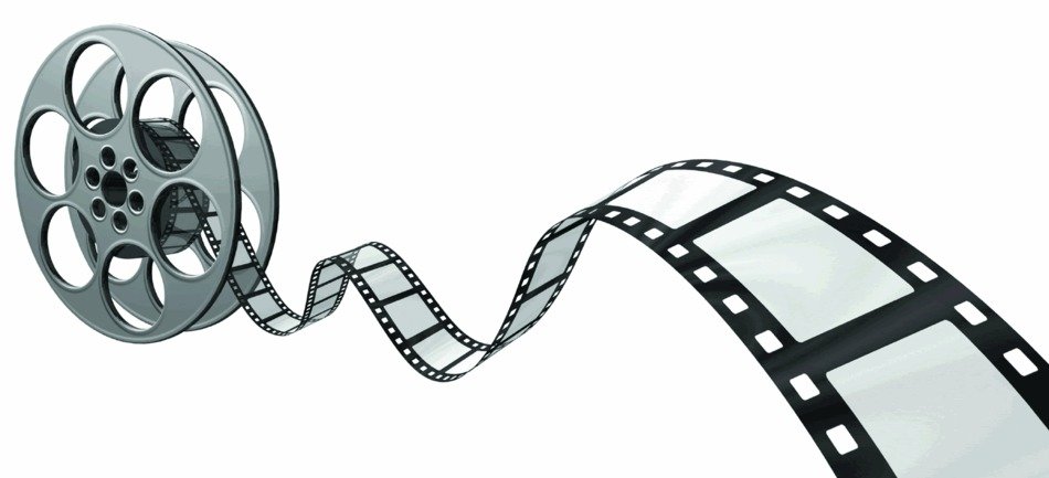 drawn motion picture film on a white background