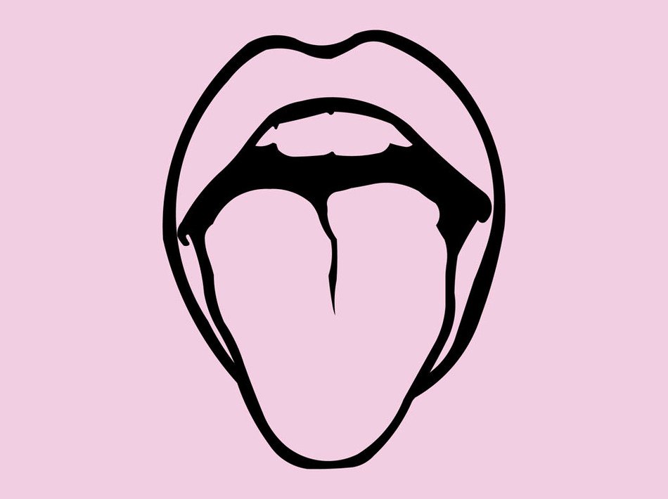 drawn open mouth on a pink background