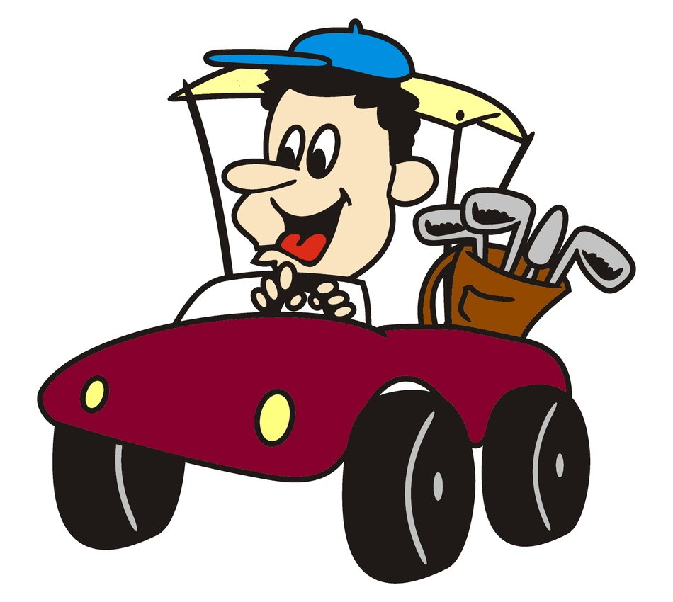 Cartoon man in the cart clipart