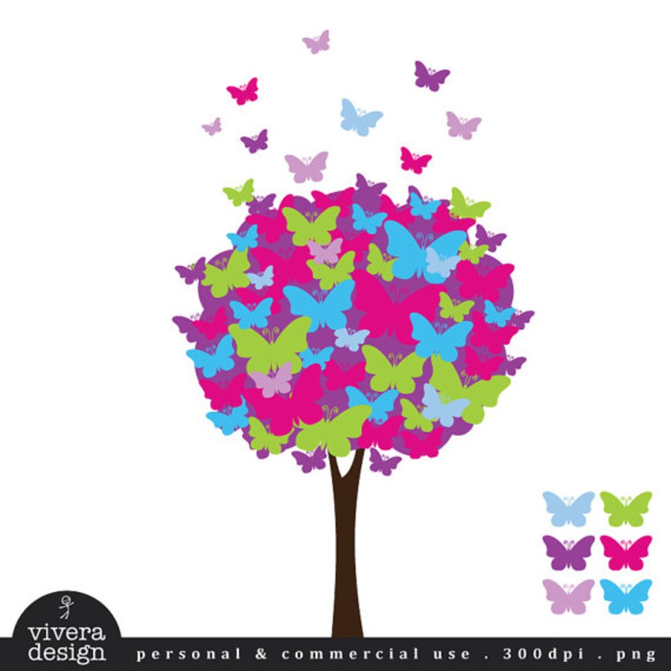 colorful butterfly tree