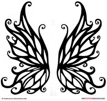 Black Fairy Wings Tattoo Design