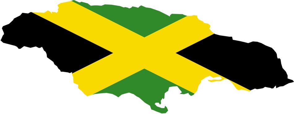 Jamaican Flag on the map