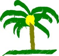 painted palm tree on the beach