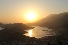 romantic sunset over the coast of Turkey