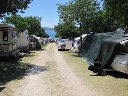 Camping on the coastline in Croatia