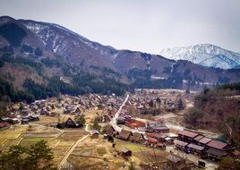 japan historic village view, shirakawa