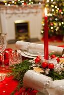 beautiful decorations on the table for Christmas