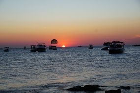 Boats in sunset sant antoni ibiza sea