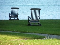 deck chair lake water holiday