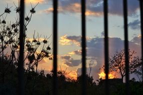 bright sunset over the ruins in Lebanon