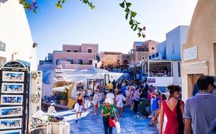 Touristic Santorini in Greece