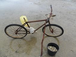 beach bike on wet sand