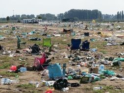 a lot of trash after camping in Germany