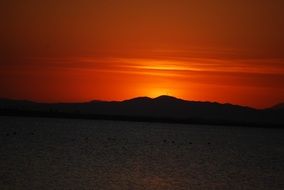 red sunset with romantic twilight scene