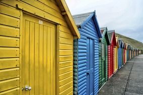 colorful wooden beach houses