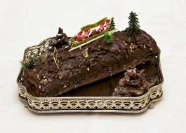 chocolate cake or christmas log