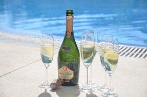 Champagne for relaxing at the pool side