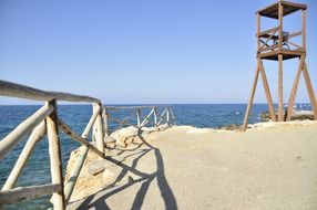 observation tower on a sandy beach in Crete