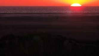 sunset on the horizon of the north sea
