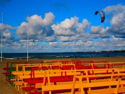 colorful beach bench