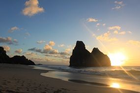 sunset over scenic coast, brazil, fernando de noronha