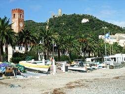 beach with boats in italy