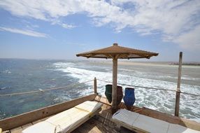 wooden parasol on the beach, egypt