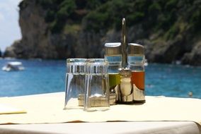 restaurant table on the beach