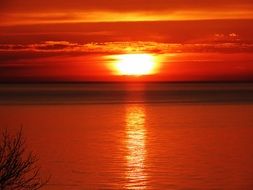 bright orange sunset over the Baltic Sea