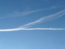 traces of an airplane in the sky